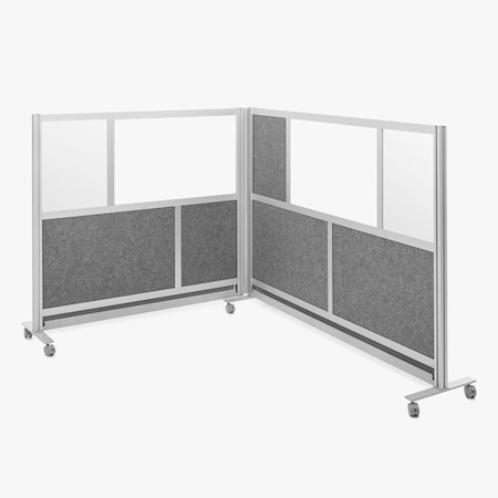 Luxor Workflow Modular Wall Bundle with 2 Walls Hinge and Casters, 70'' x 48'' and 53'' x 48'', Silver MW-FWCGHCG3